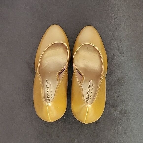 CHRISTIAN SIRIANO GOLD HIGH HEEL STILETTOS PUMP SHOES - Picture 6 of 14